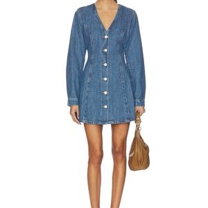 Blank NYC Blue Denim Button-Front Long Sleeve Mini Dress